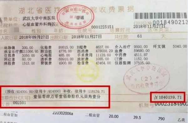 住院61天花了104万足以击溃95%的中国家庭