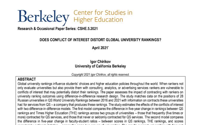 UC Berkeley 一项研究对评级机构商业活动扭曲排名提出质疑