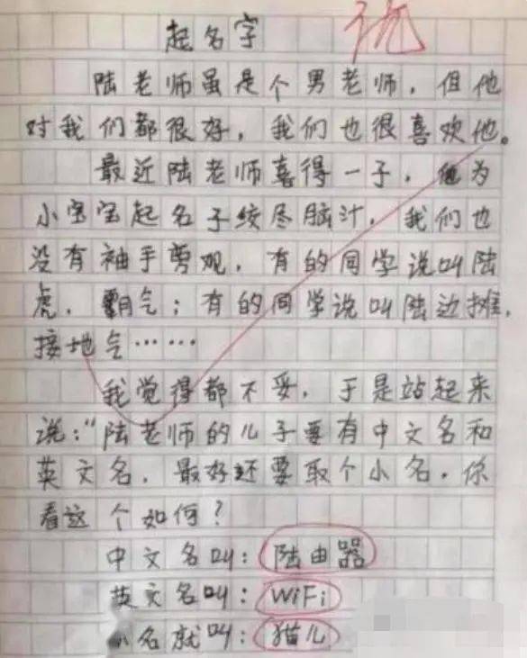 小学生作文：起名字