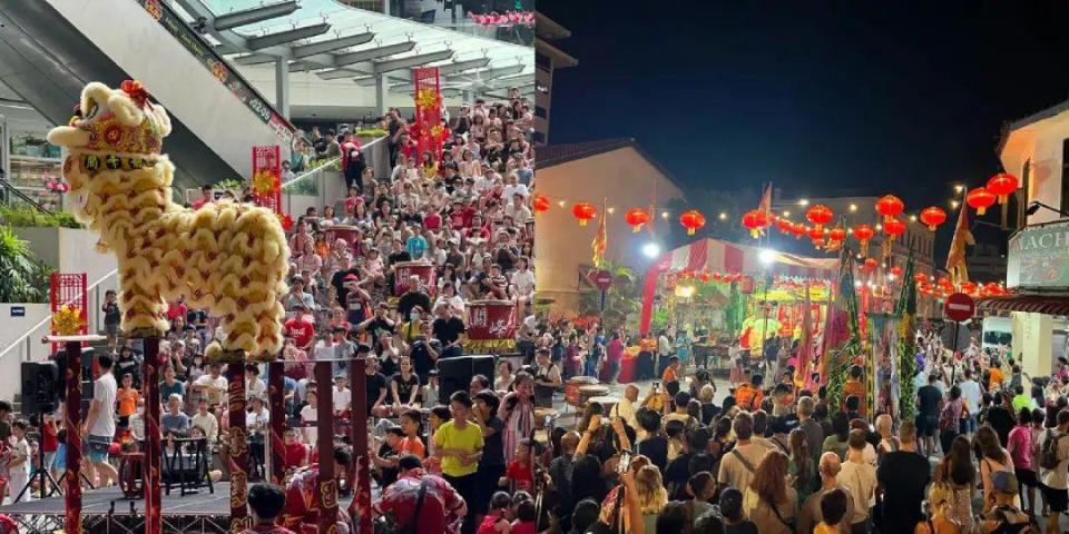 新加坡商场的舞狮表演和马来西亚的街边灯笼
