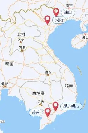 高铁项目沿线城市位置示意图