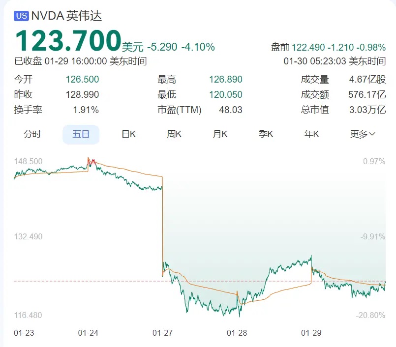 美国芯片巨头英伟达（NVIDIA）暴跌约17%