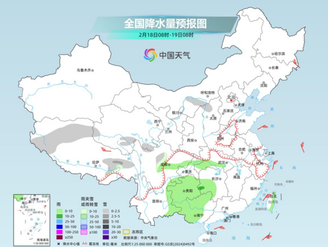 全国降水量预报图 18-19